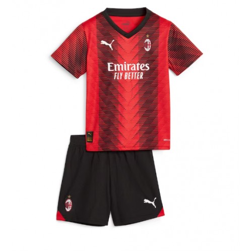 Lacne Dětský Futbalové dres AC Milan 2023-24 Krátky Rukáv - Domáci (+ trenírky)